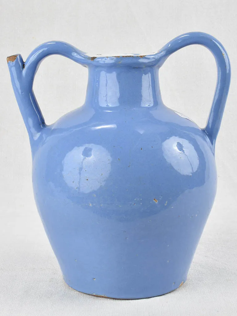 Antique French blue water pitcher / cruche orjol 12¼"