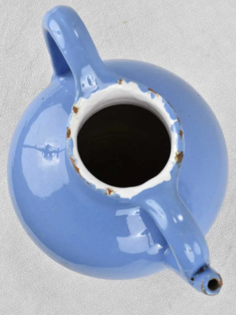 Antique French blue water pitcher / cruche orjol 12¼"