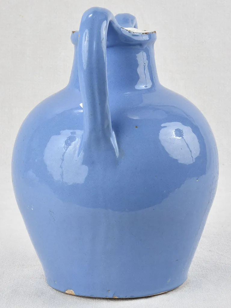 Antique French blue water pitcher / cruche orjol 12¼"