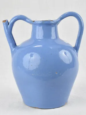Antique French blue water pitcher / cruche orjol 12¼"
