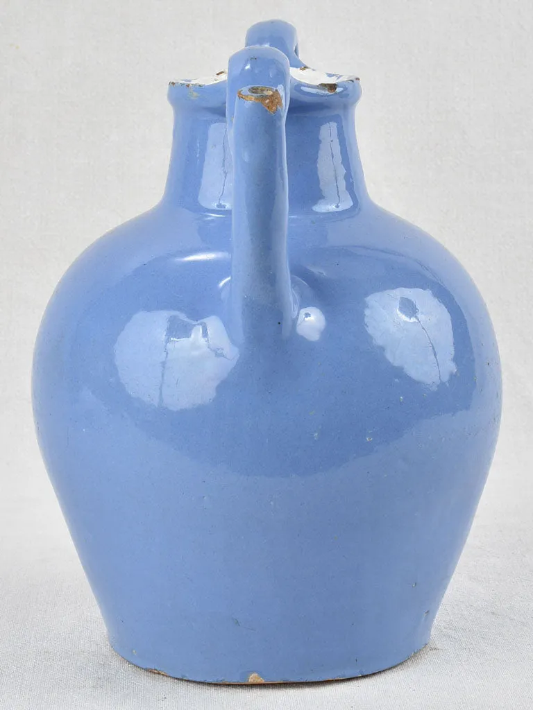 Antique French blue water pitcher / cruche orjol 12¼"