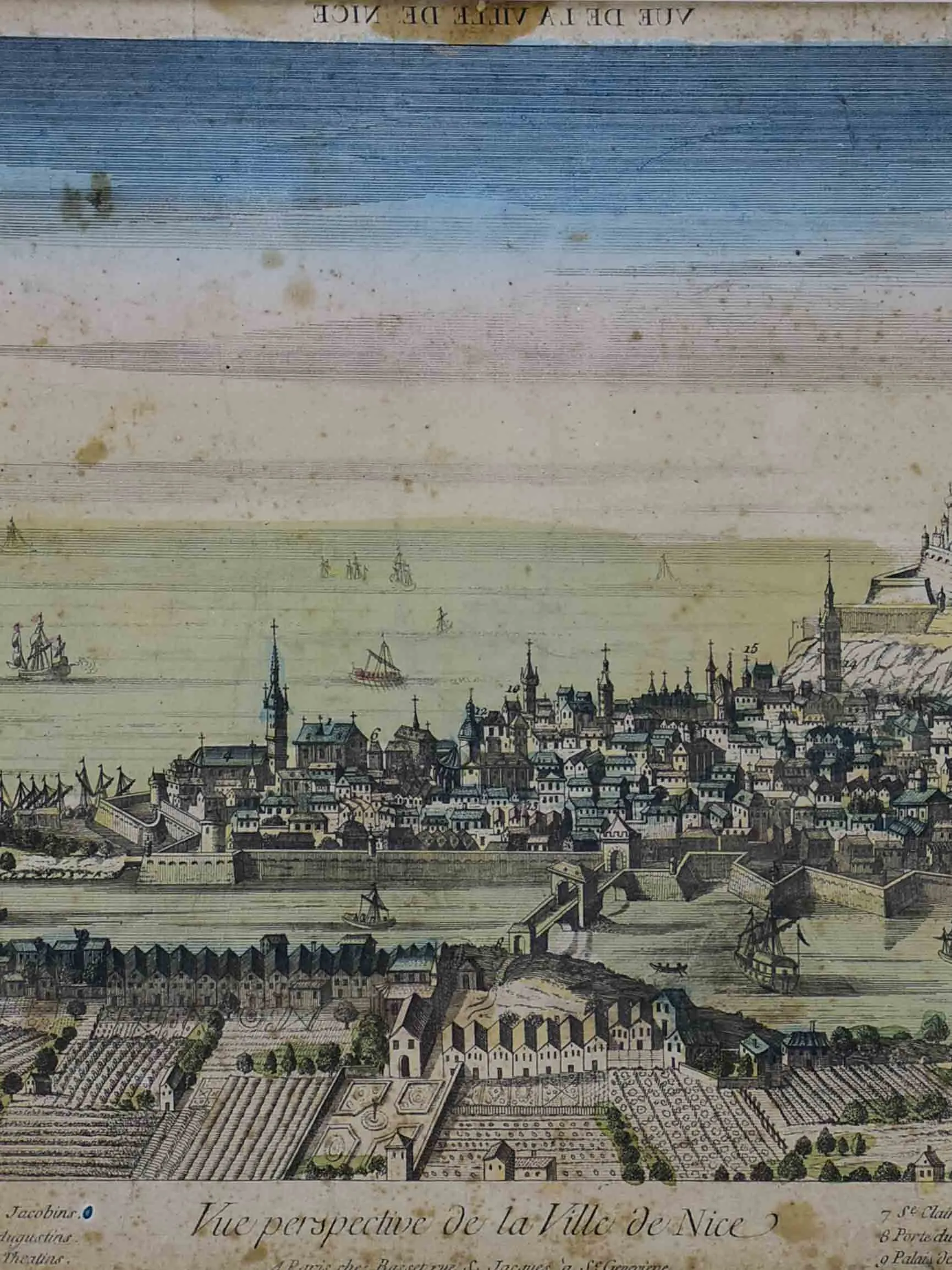 Antique French etching of Nice 20 ½'' x 15 ½''