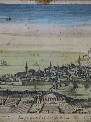 Antique French etching of Nice 20 ½'' x 15 ½''