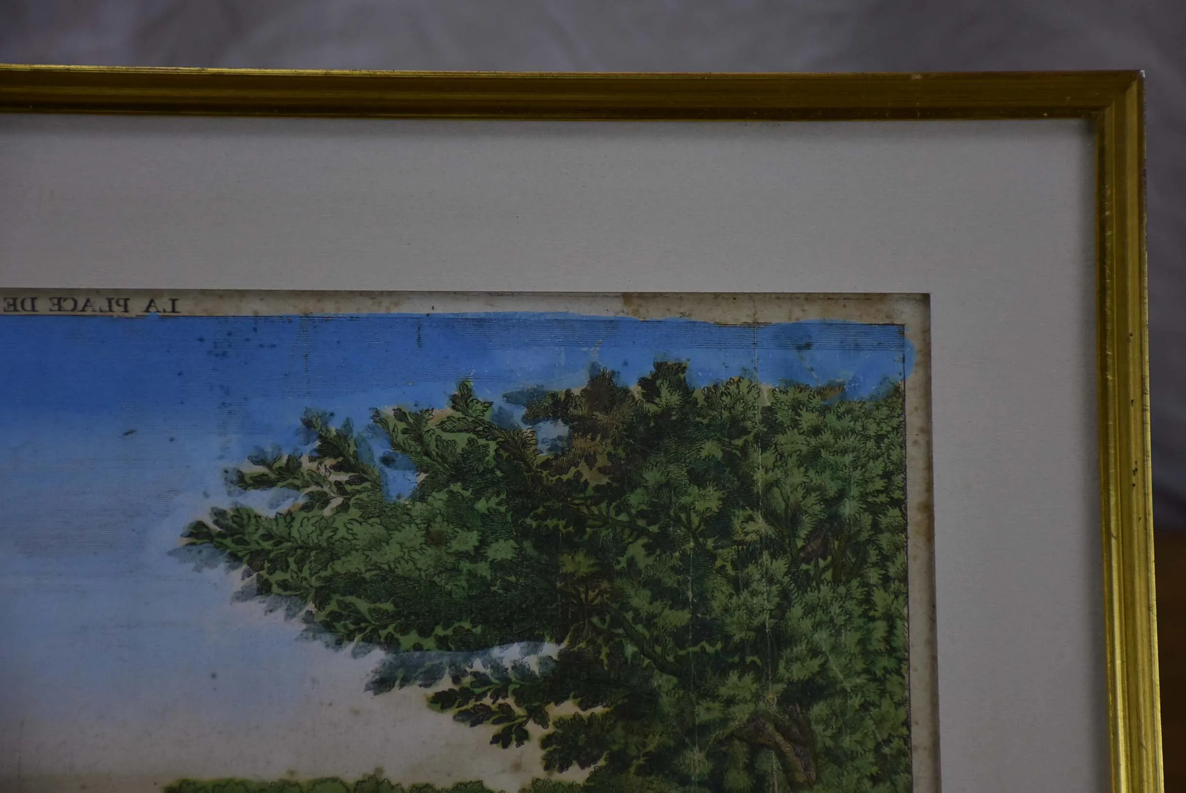 Antique French etching of the Tuileries gardens, Paris 15” x 21”