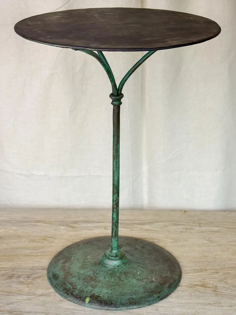 Antique French garden table from Grenoble with green patina