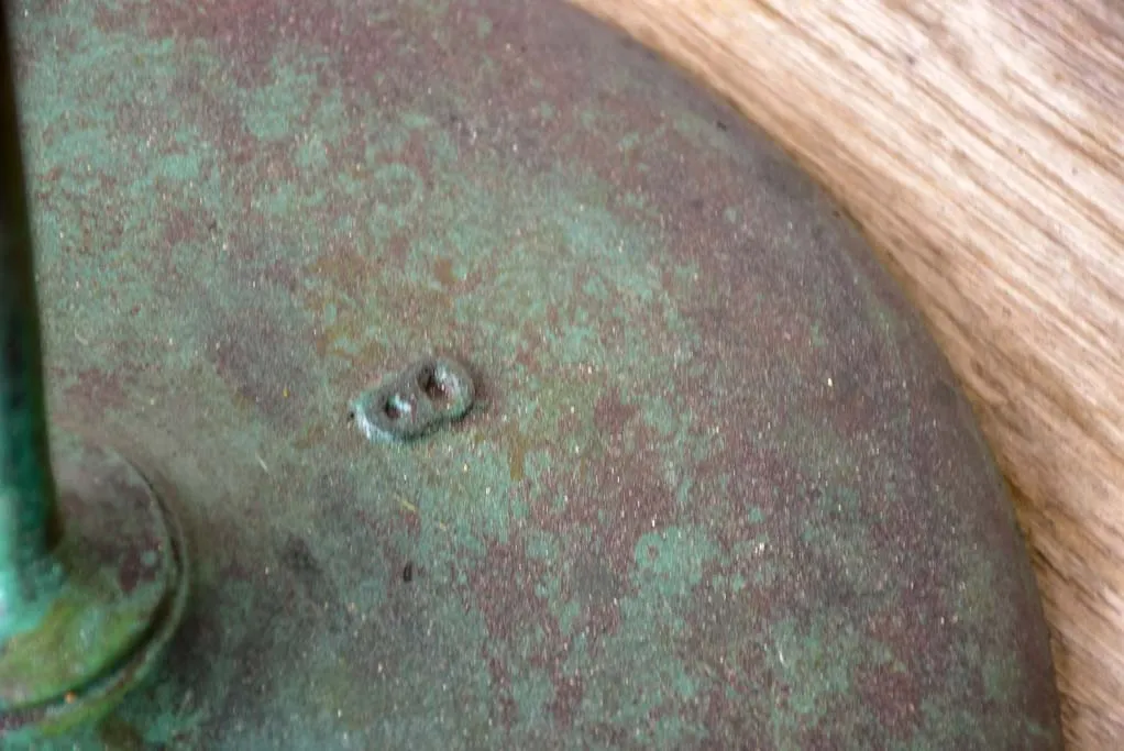 Antique French garden table from Grenoble with green patina
