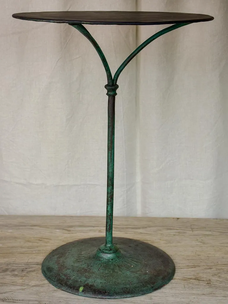 Antique French garden table from Grenoble with green patina