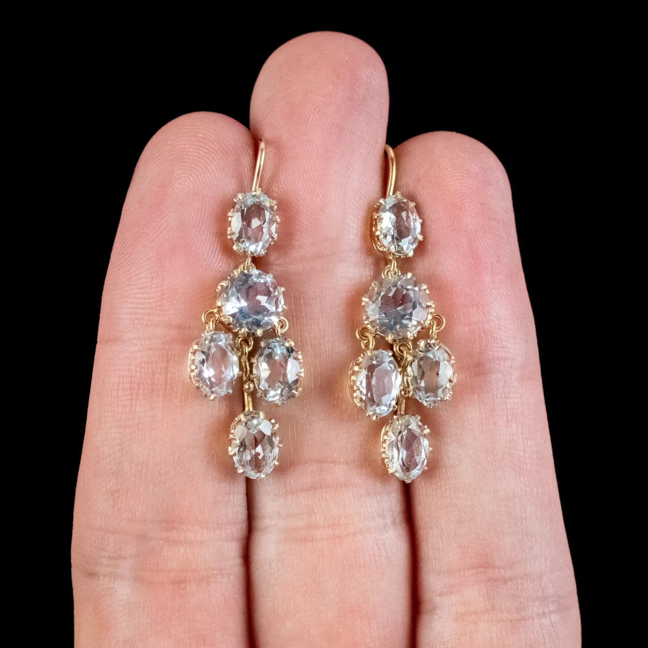 Antique Victorian Aquamarine Drop Earrings 15ct Gold Circa 1900