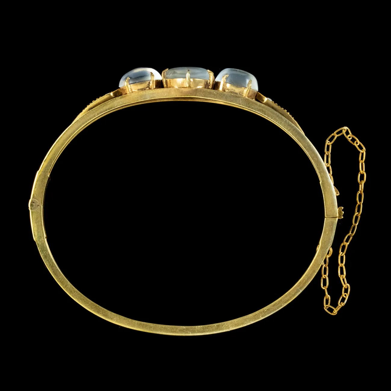 Antique Victorian Moonstone Bangle Silver Gold Gilt Circa 1880