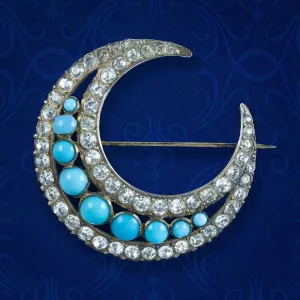Antique Victorian Paste Crescent Moon Brooch