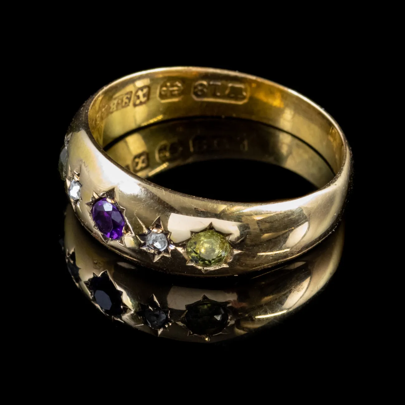 Antique Victorian Suffragette Ring 18Ct Yellow Gold Dated 1898