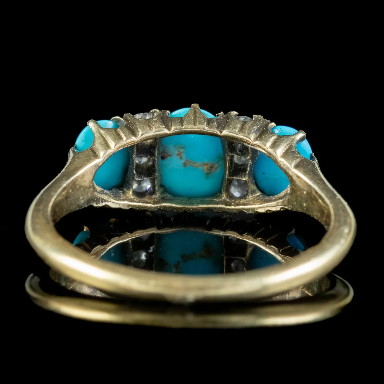 Antique Victorian Turquoise Diamond Ring 1.50ct Of Turquoise