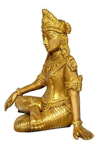 Aone India Sitting God Indra Dev Brass Statue Height-5.75" X Width 5.75" | Home Decor