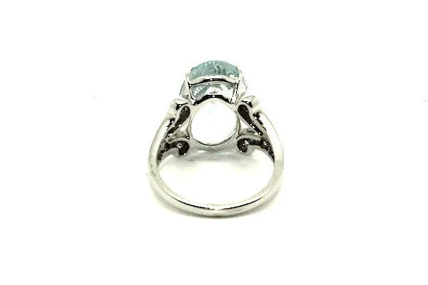 Aquamarine And Diamond Split-cart Ring Ad No.0419