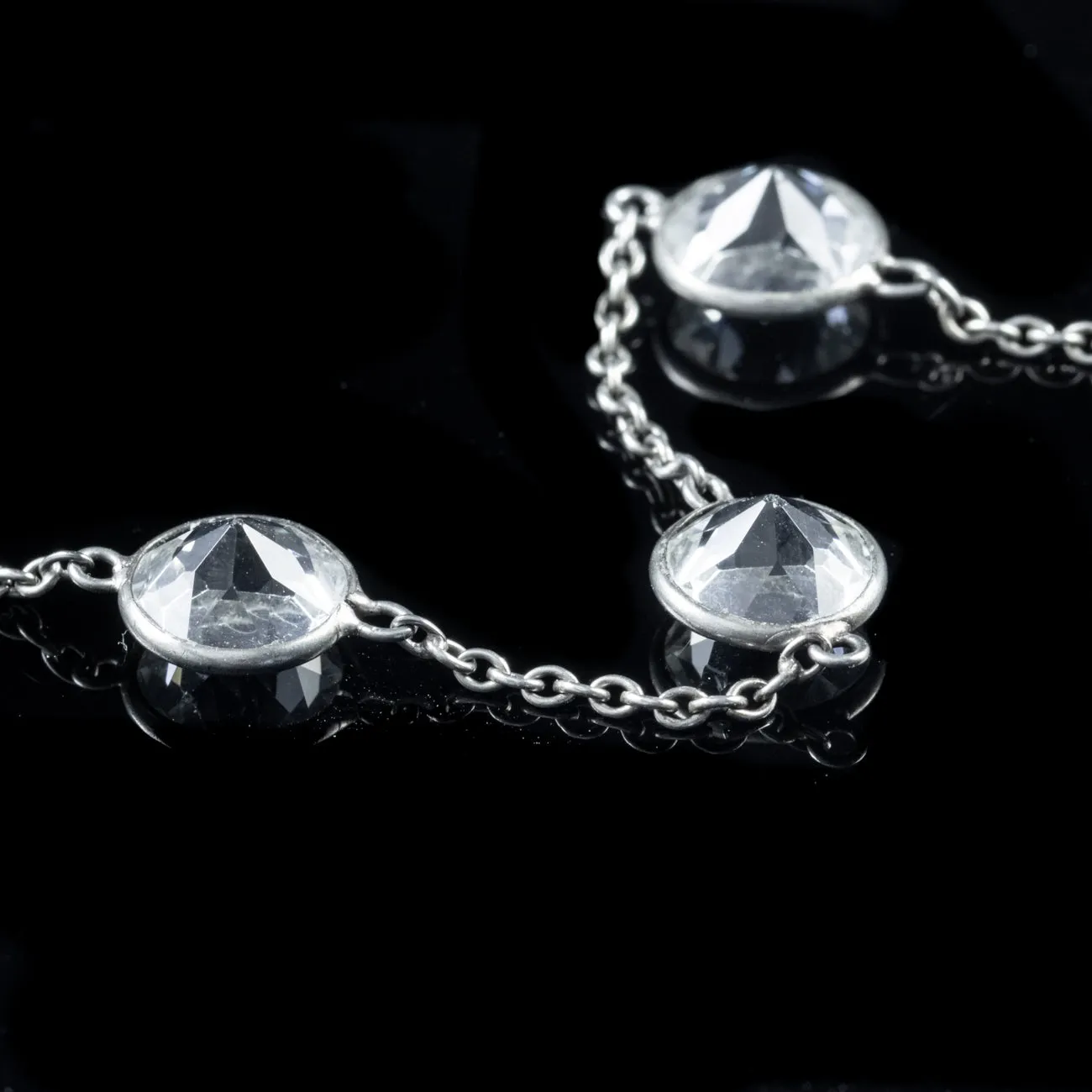 Art Deco Long Paste Chain Necklace Platinon