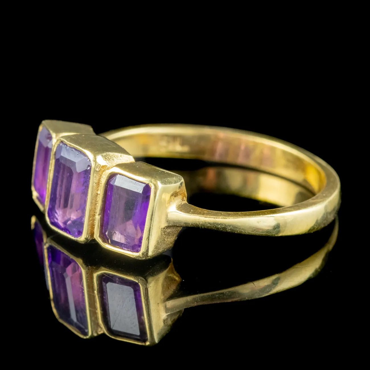 Art Deco Style Amethyst Trilogy Ring 2.2ct Total