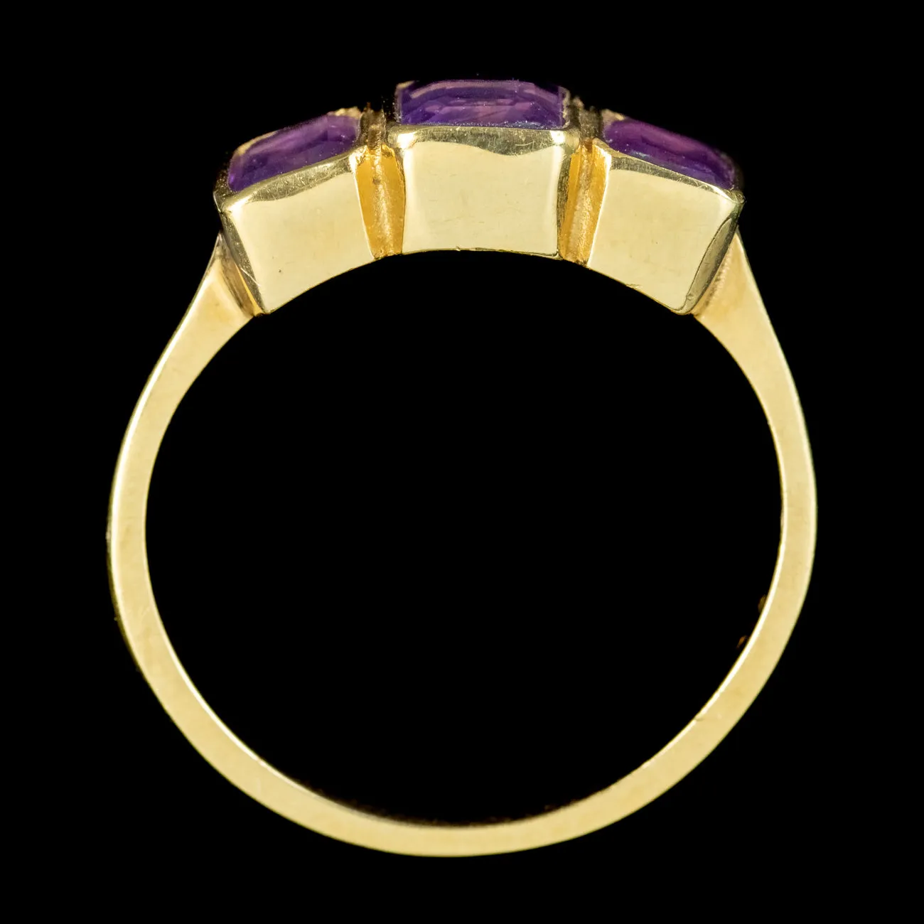 Art Deco Style Amethyst Trilogy Ring 2.2ct Total