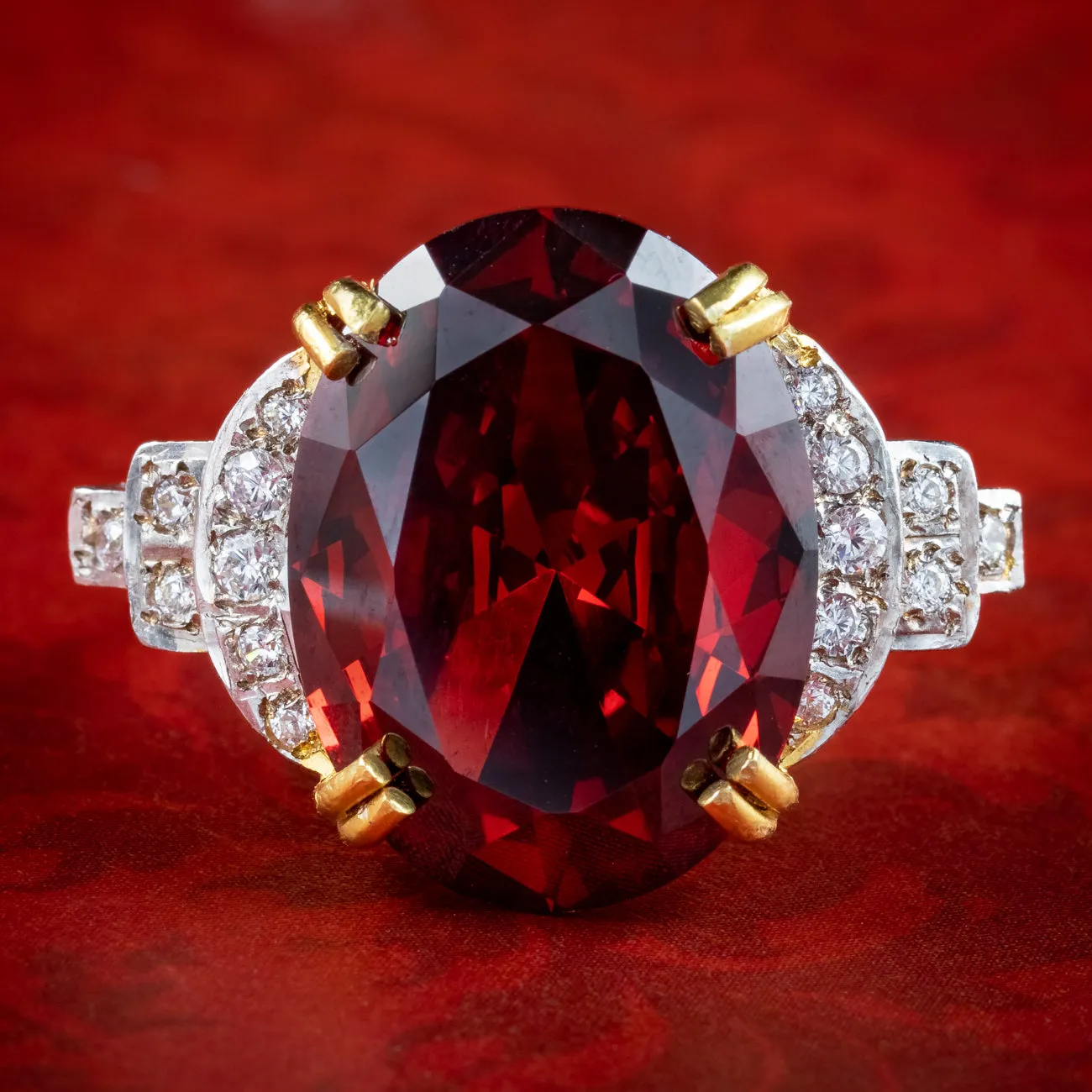 Art Deco Style Garnet Cz Cocktail Ring 15.5ct Garnet