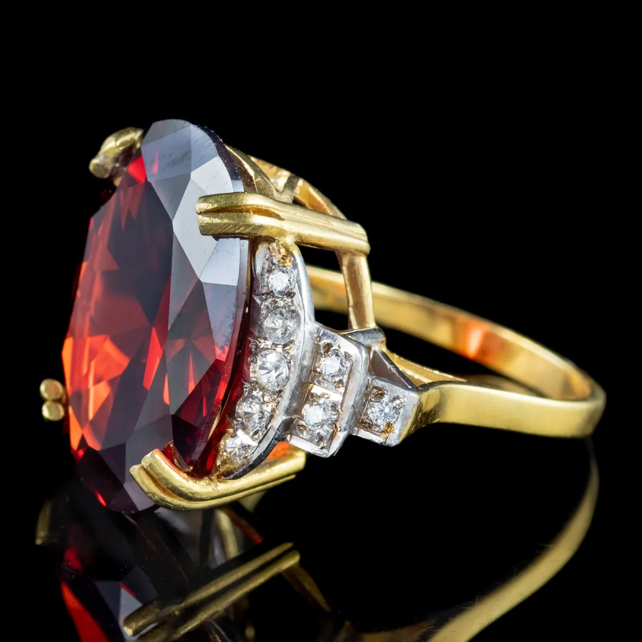Art Deco Style Garnet Cz Cocktail Ring 15.5ct Garnet