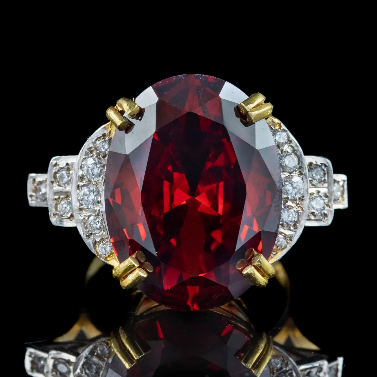 Art Deco Style Garnet Cz Cocktail Ring 15.5ct Garnet