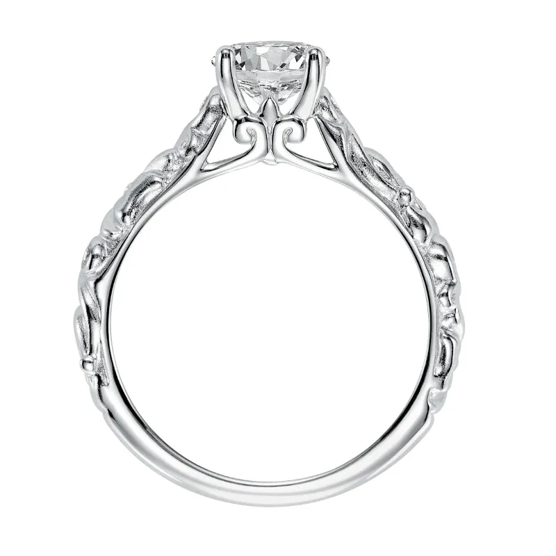 Artcarved Bridal Semi-Mounted with Side Stones Vintage Signature Engagement Ring Aurelie 14K White Gold