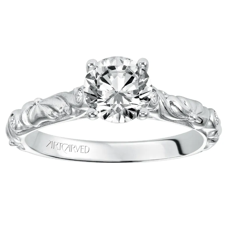 Artcarved Bridal Semi-Mounted with Side Stones Vintage Signature Engagement Ring Aurelie 14K White Gold