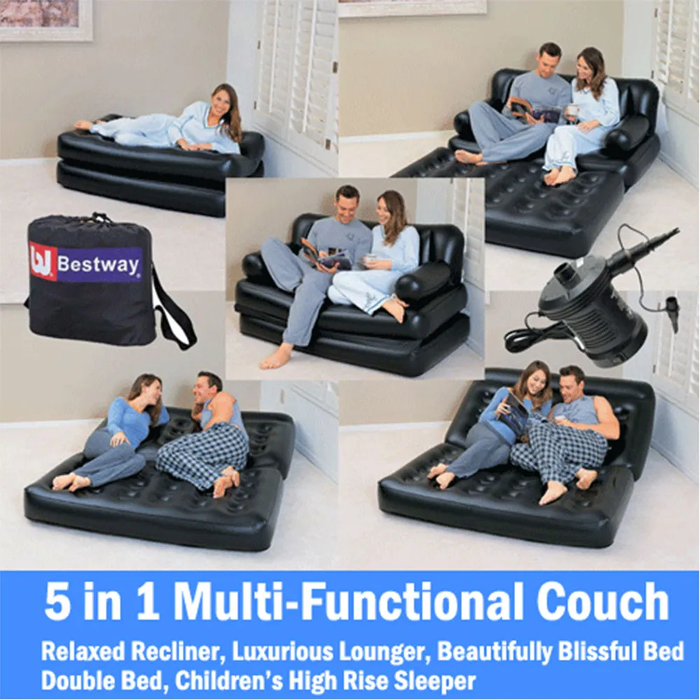 Bestway Inflatable 5 in 1 Multi-functional Couch - black