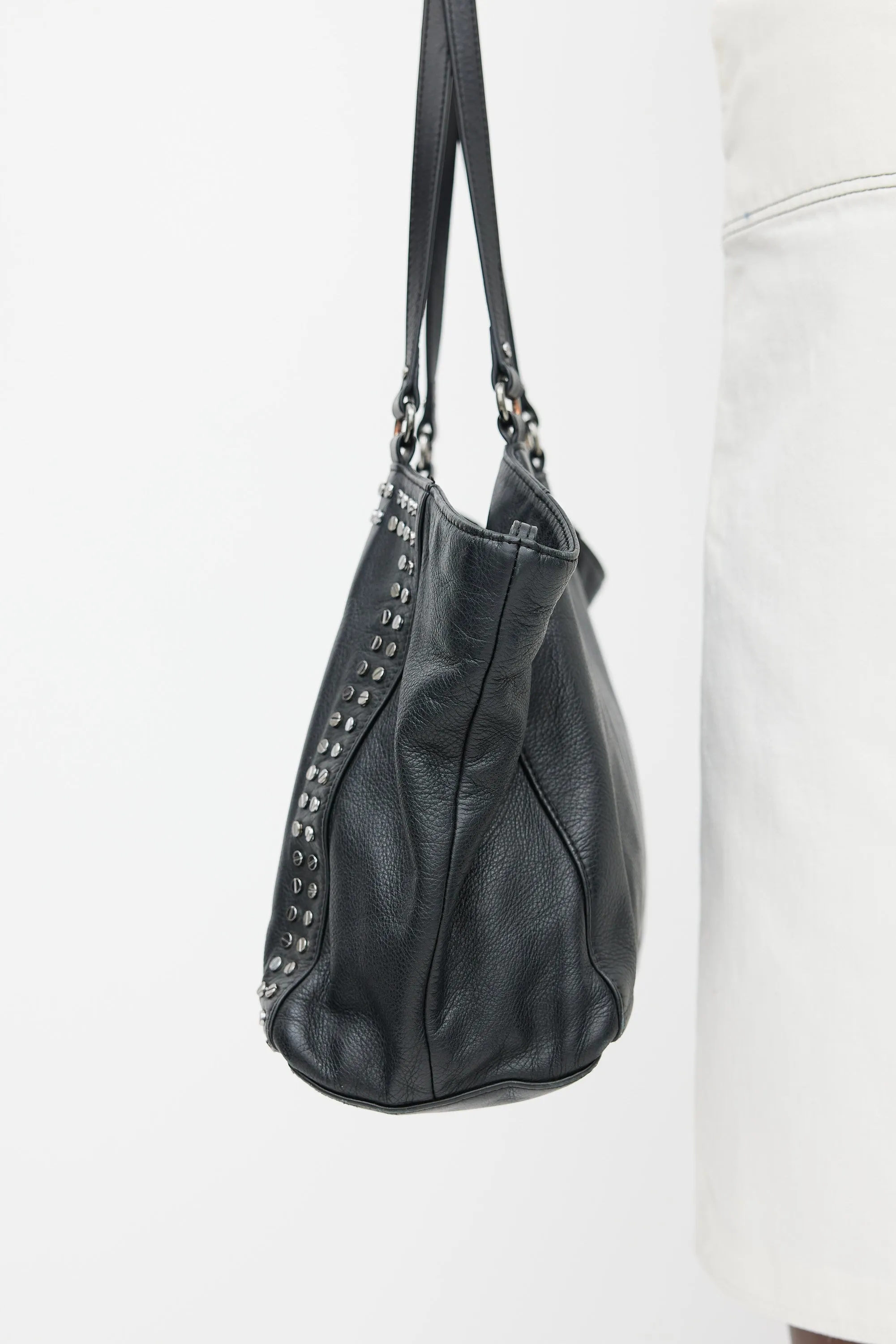 Black & Silver Leather Stud Bag
