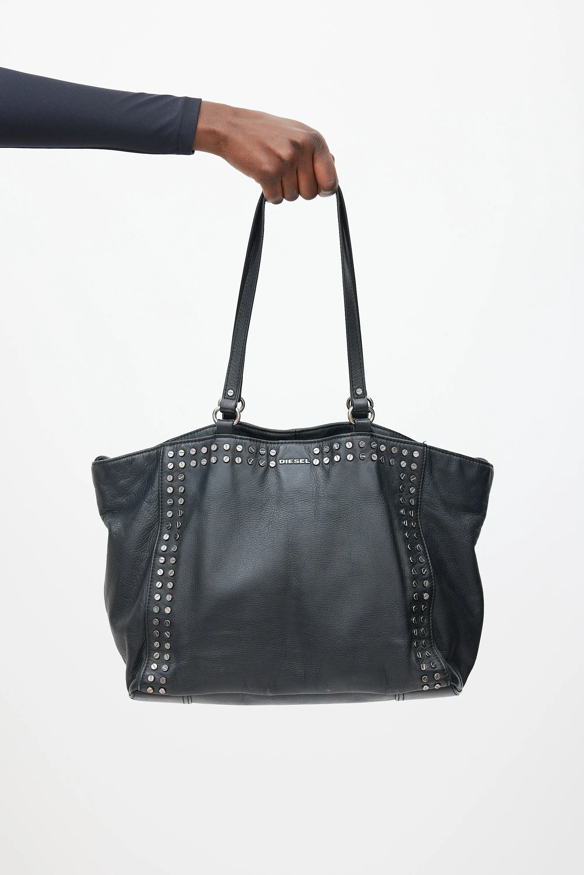 Black & Silver Leather Stud Bag