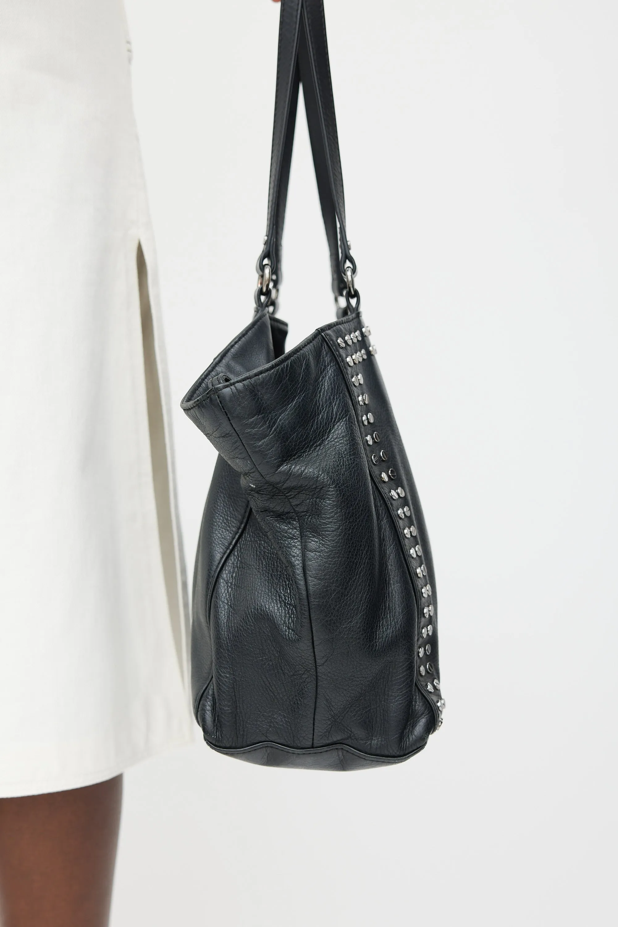Black & Silver Leather Stud Bag