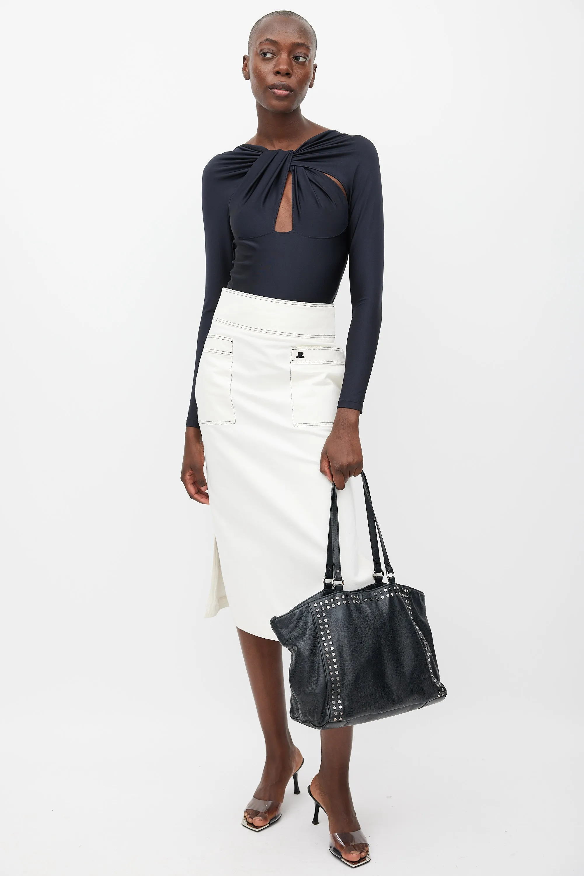 Black & Silver Leather Stud Bag