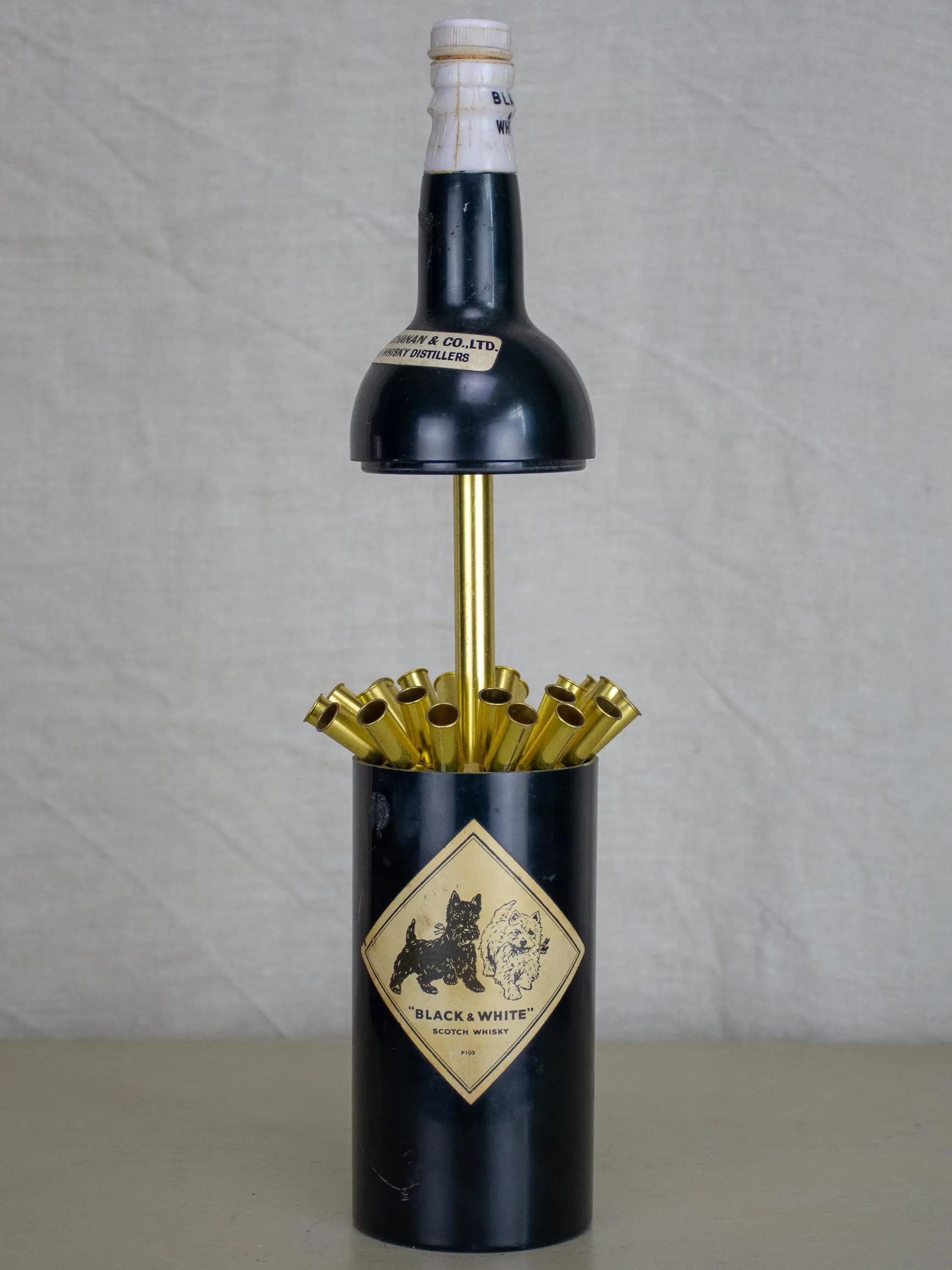 Black and White Whisky cigarette holder music bottle