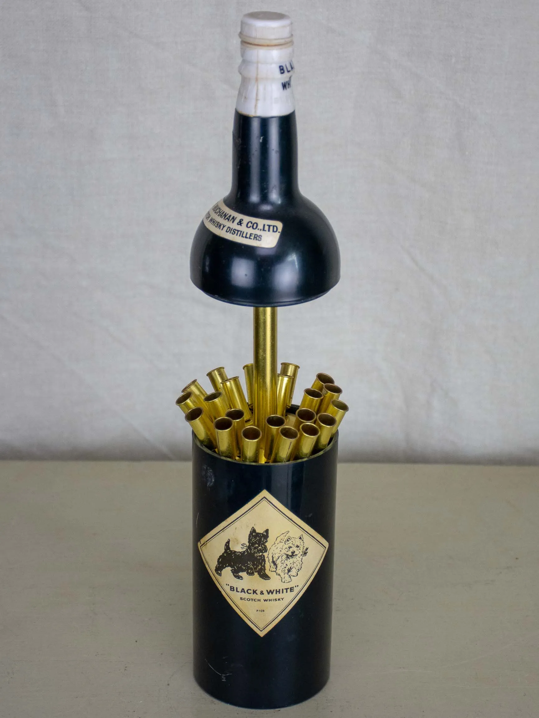 Black and White Whisky cigarette holder music bottle