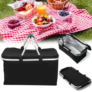 Black Folding Picnic Camping Bags Insulated Cooler