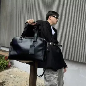 Black Leather Travel Bag