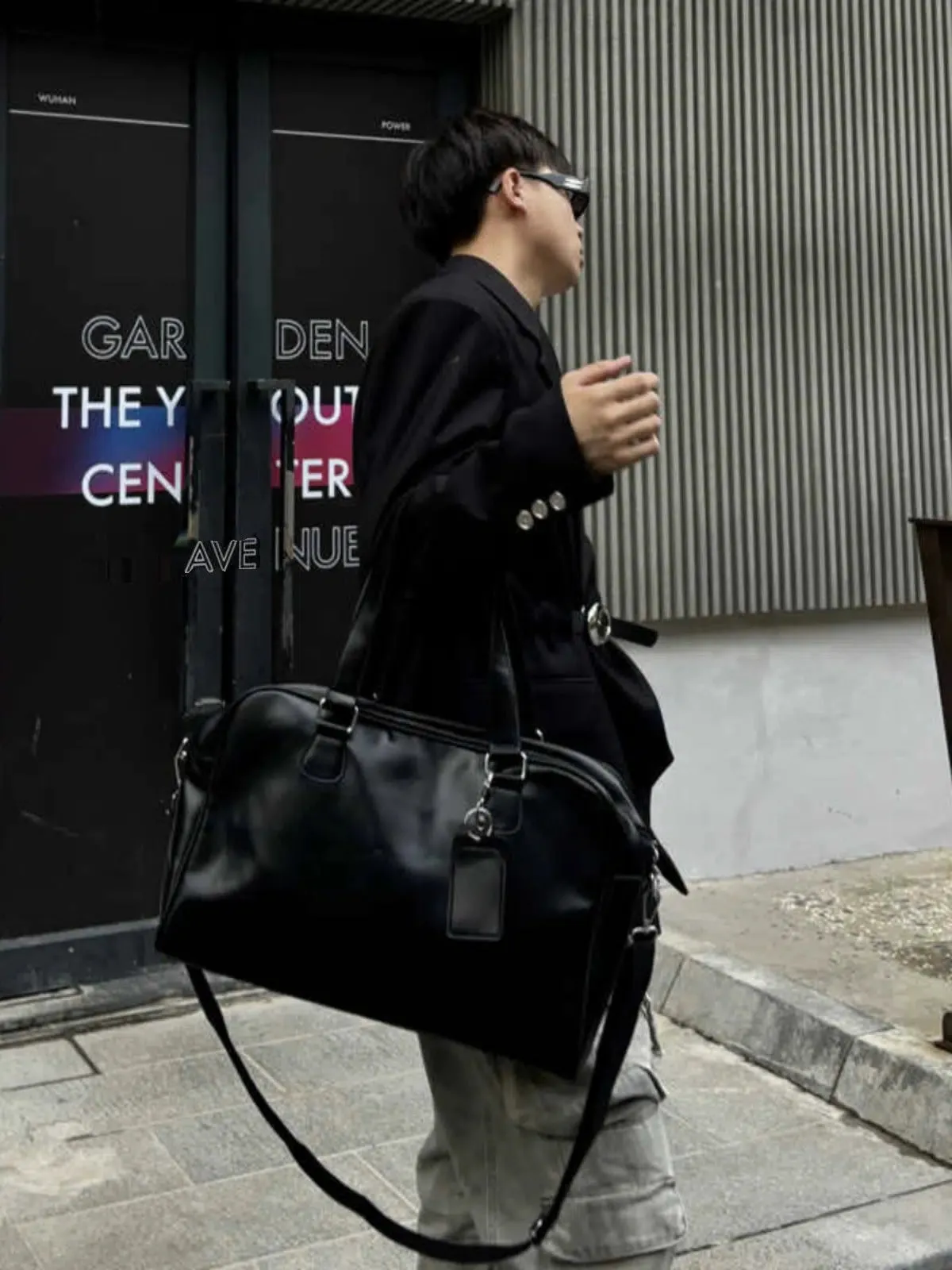 Black Leather Travel Bag