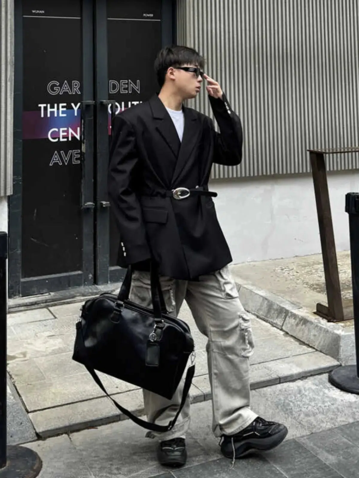 Black Leather Travel Bag