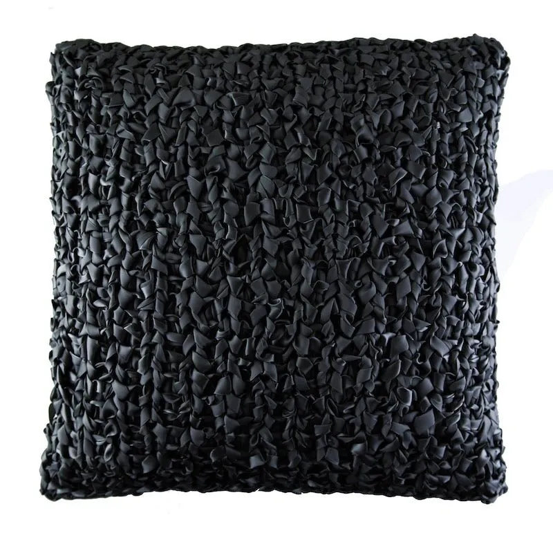 Black Ribbon Knit Pillows by Ann Gish