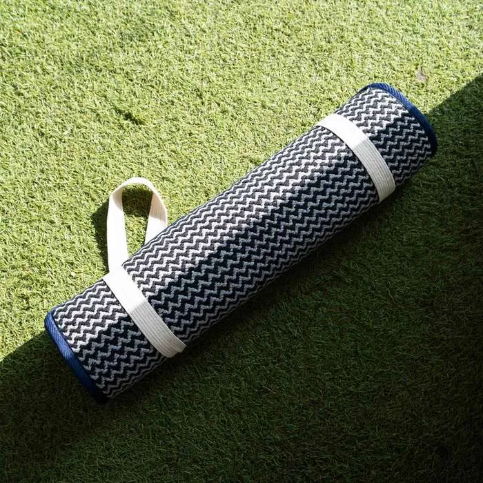 Blue Cotton Yoga Mat Set | Hypoallergenic | Washable | Rubberised Back