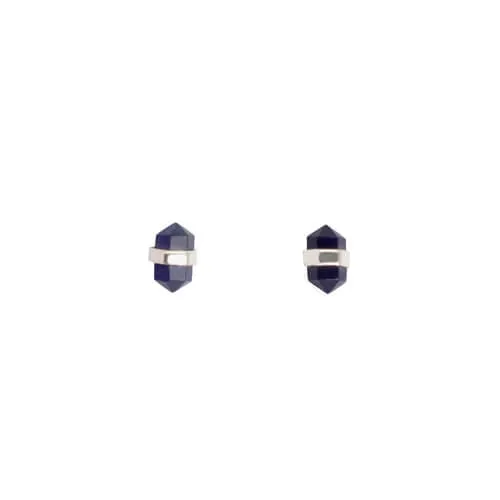 Blue Sapphire with Silver Wrap Earrings