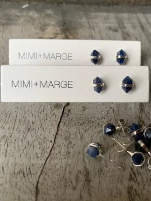 Blue Sapphire with Silver Wrap Earrings