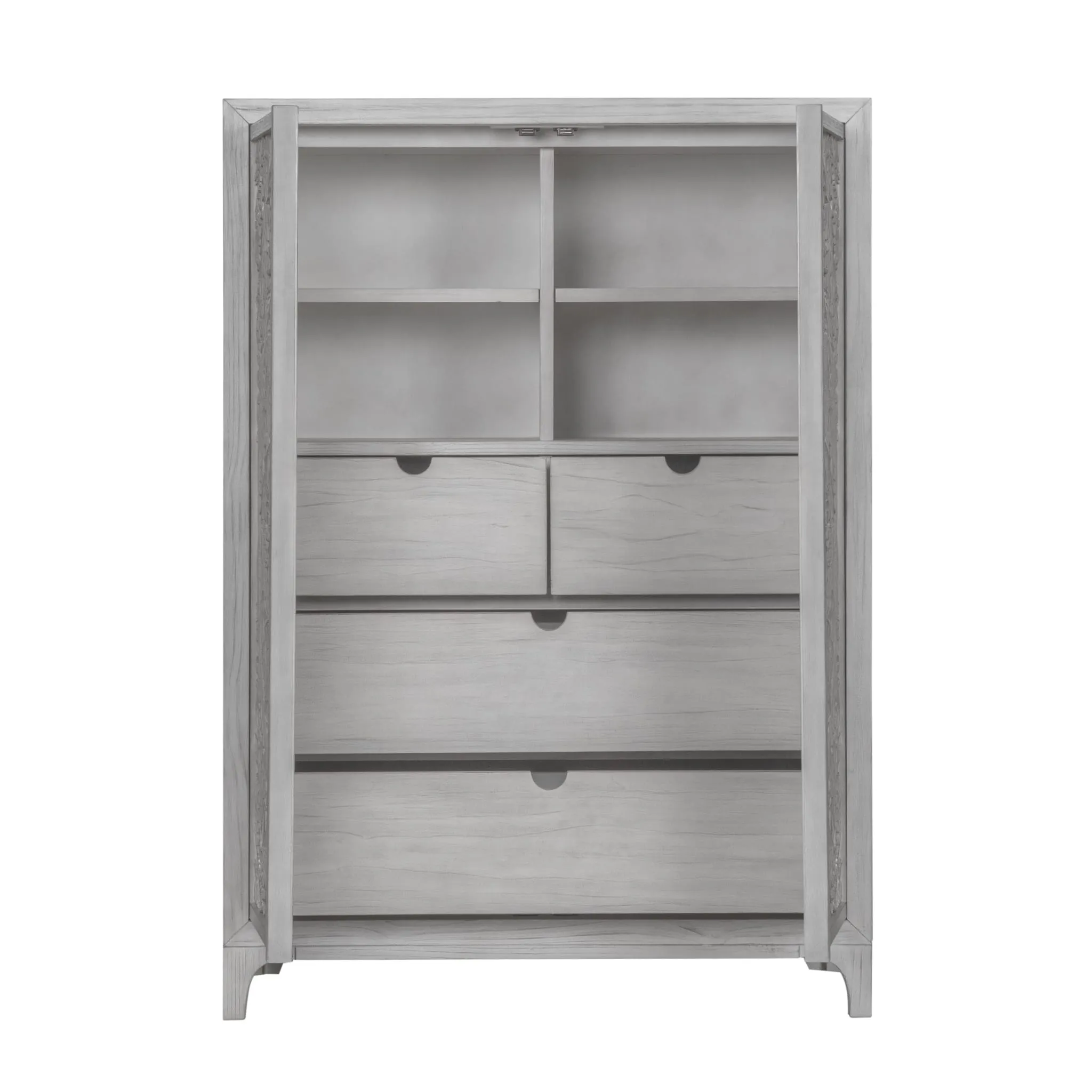 Boho Chic Wardrobe Chest in Washed White (2024)