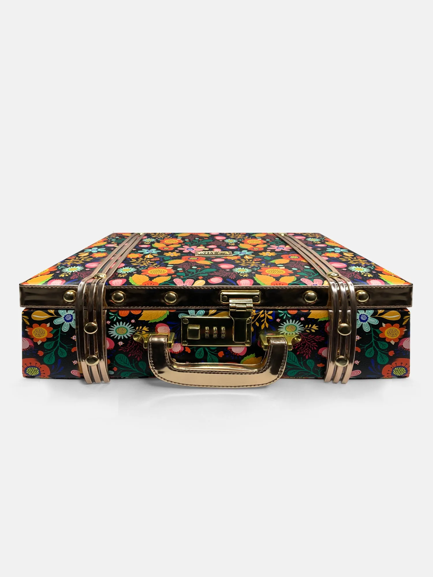 Boho Printed & Rosegold Trunk cum Luggage Bag | Modern Myth