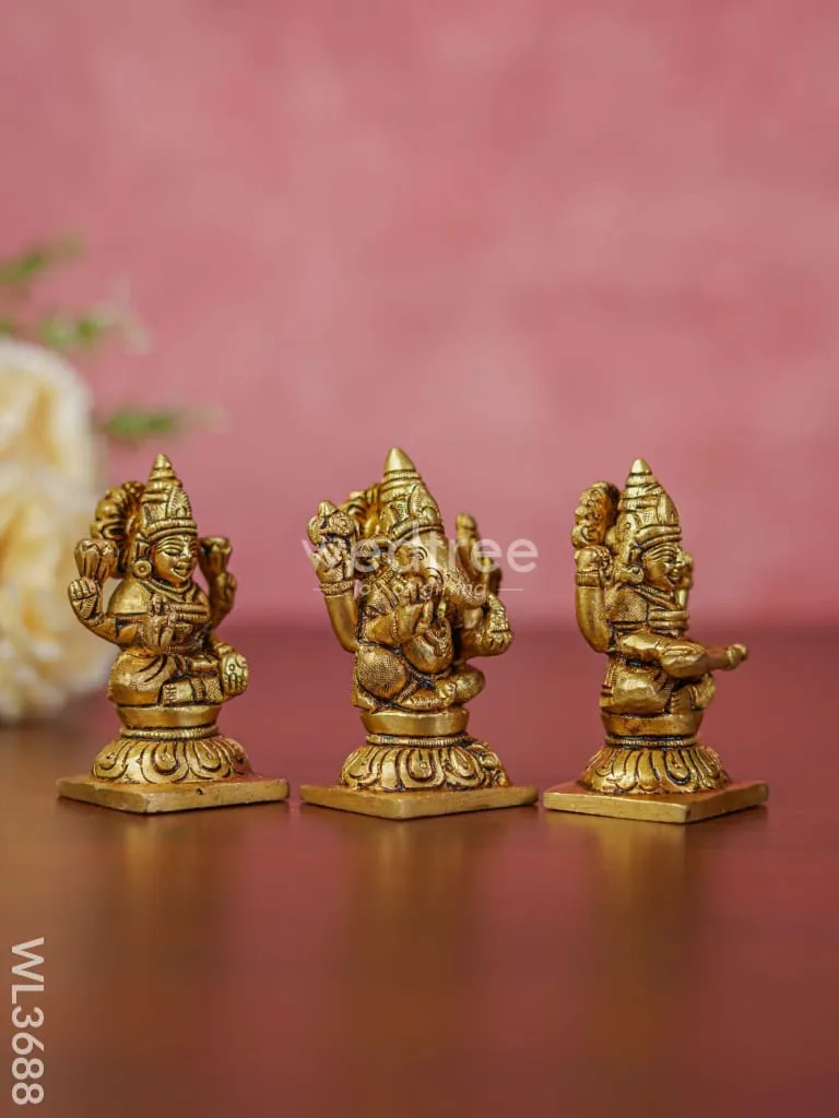 Brass Lakshmi Ganesha Saraswathi - Set of 3 - WL3688