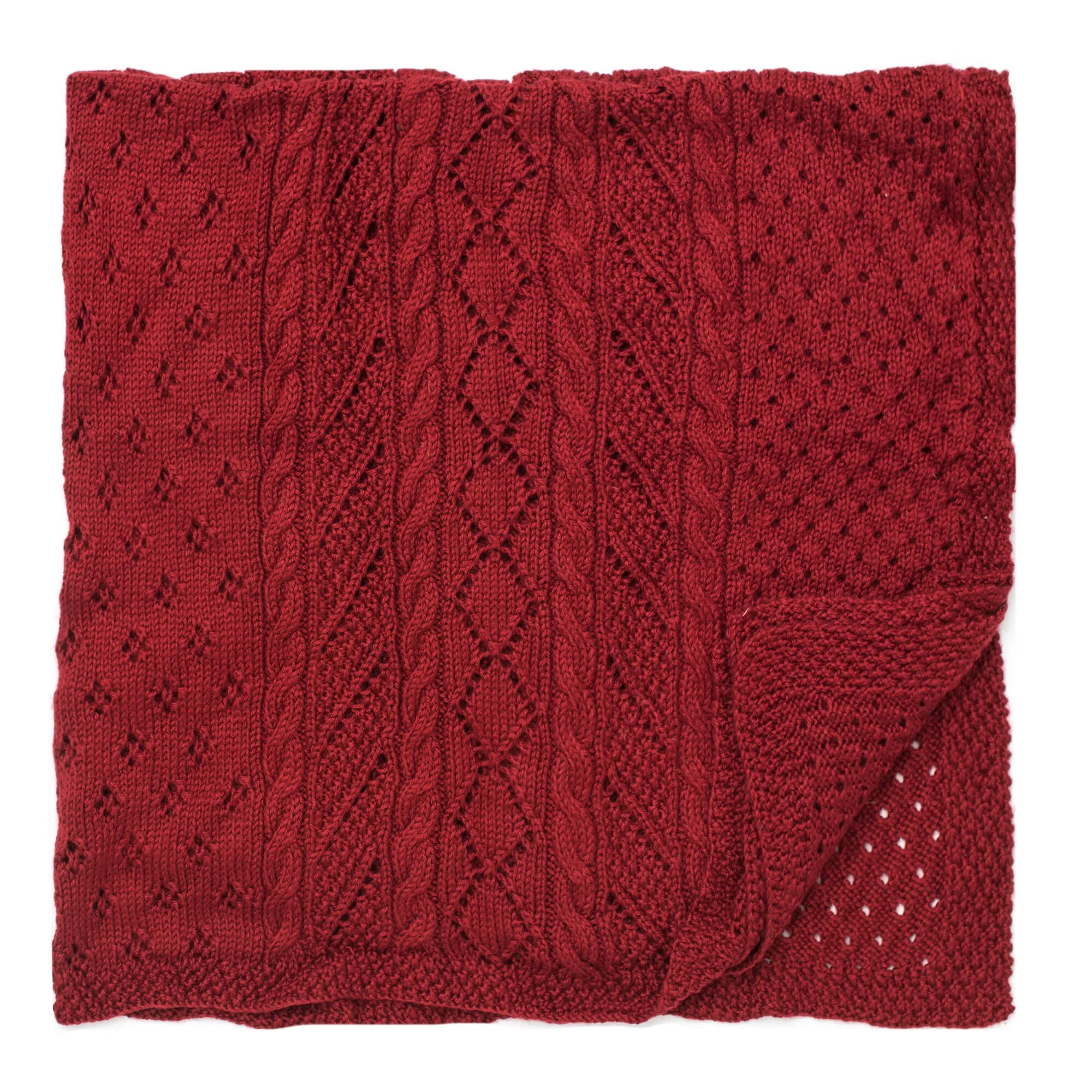 Caron Knit Lace Panel Throw