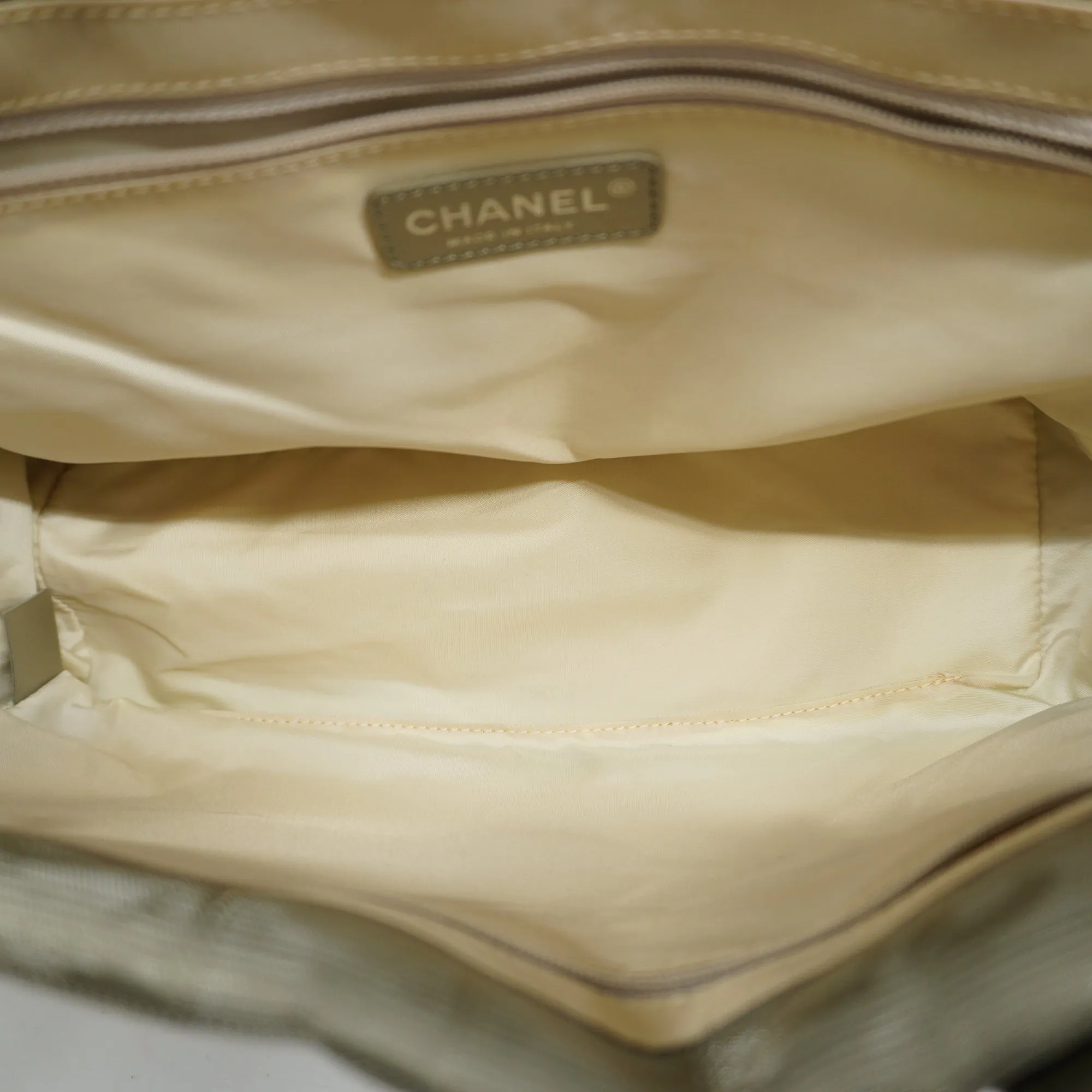 CHANEL   New Travel Line Women's Nylon,Leather Tote Bag Silver