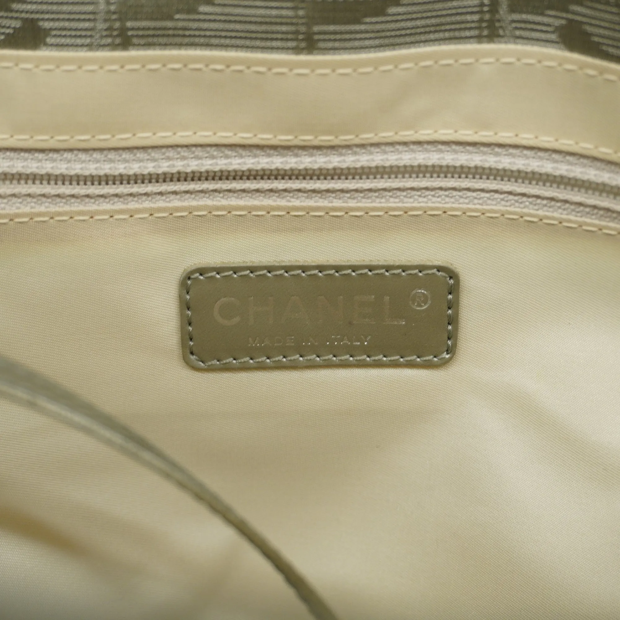 CHANEL   New Travel Line Women's Nylon,Leather Tote Bag Silver