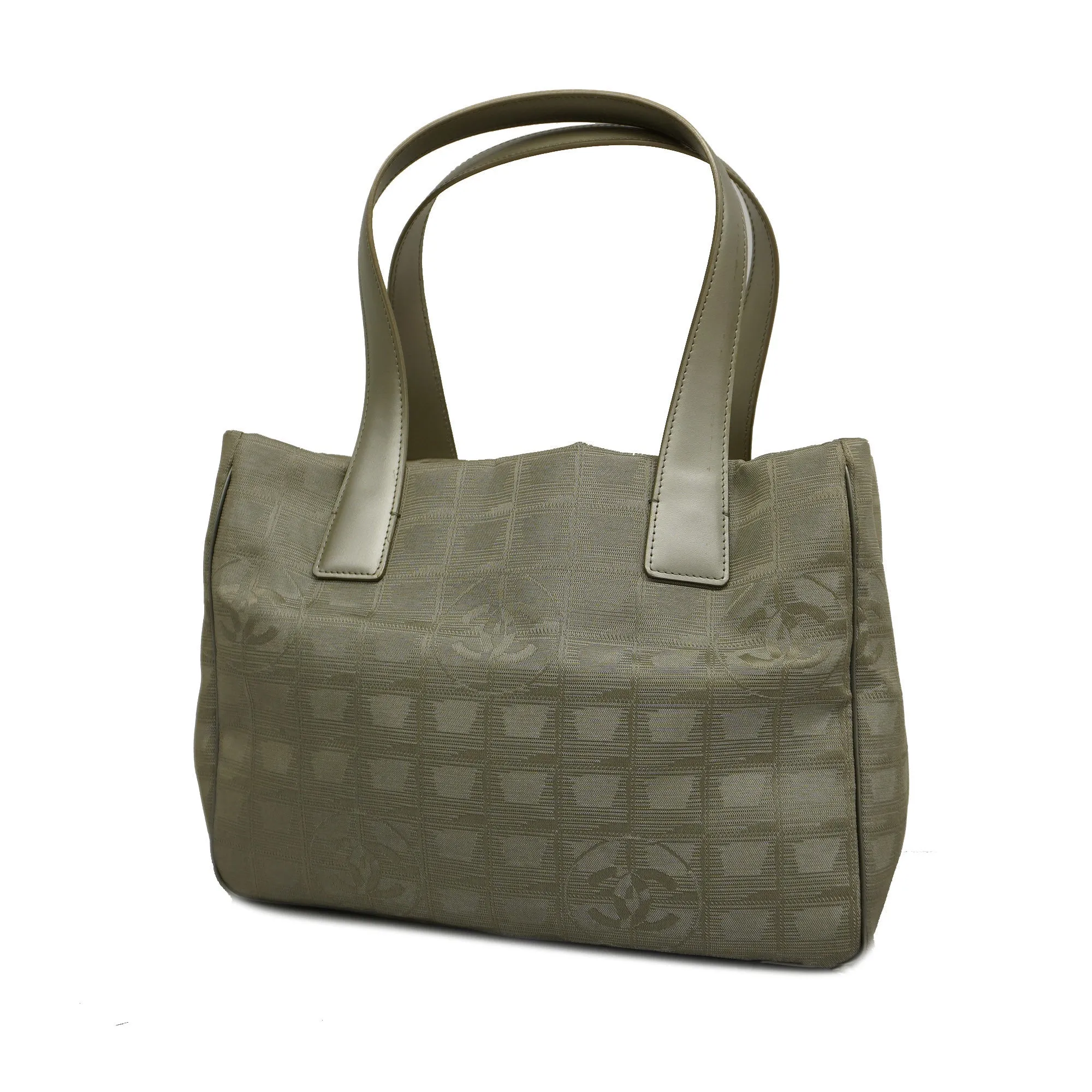 CHANEL   New Travel Line Women's Nylon,Leather Tote Bag Silver