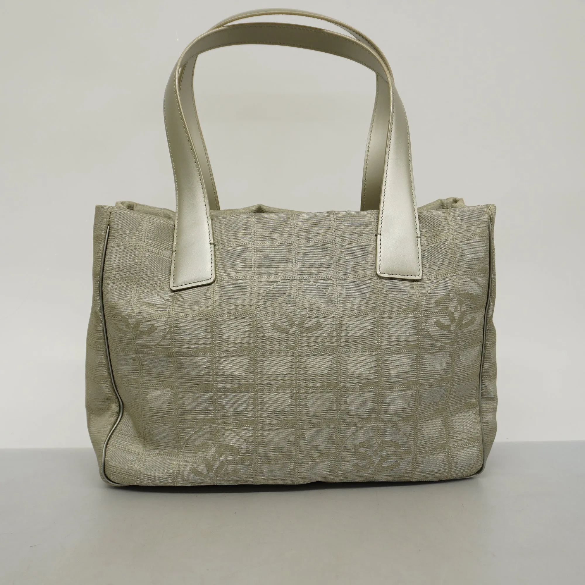 CHANEL   New Travel Line Women's Nylon,Leather Tote Bag Silver