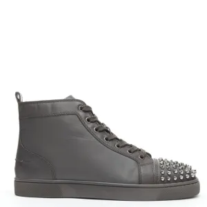CHRISTIAN LOUBOUTIN Lou Spikes Orlatno brown studded toe high top sneaker EU40